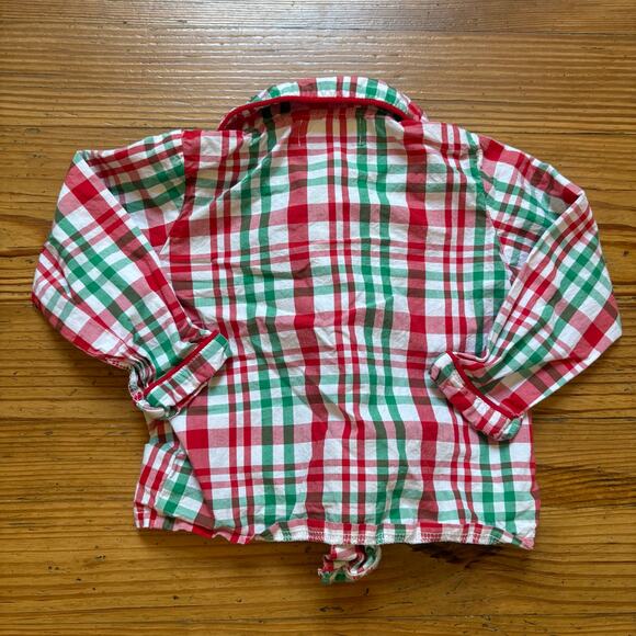 Cecil and Lou red green holiday button up long sleeve toddler shirt SIZE 18M - Picture 6 of 6